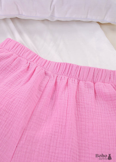 Boho Sleepwear, Pajamas Set, Lucy Cotton in Pink and Purple